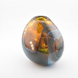 Amber, Teal and White Oval "Journey"  Vase