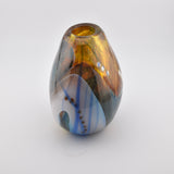 Amber, Teal and White Oval "Journey"  Vase