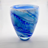 Blue, Turquoise and White "Journey"  Open Vase