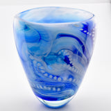 Blue, Turquoise and White "Journey"  Open Vase