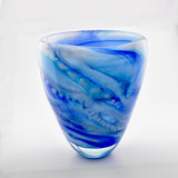 Blue, Turquoise and White "Journey"  Open Vase
