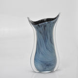 Small Pale Blue and Black "Fishtail" Vase