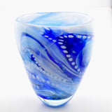 Blue, Turquoise and White "Journey"  Open Vase