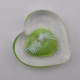 Green and White Heart Paperweight