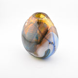 Amber, Teal and White Oval "Journey"  Vase