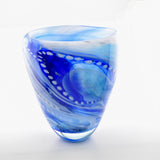 Blue, Turquoise and White "Journey"  Open Vase