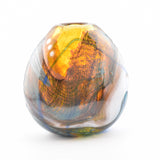 Amber, Teal and White Oval "Journey"  Vase
