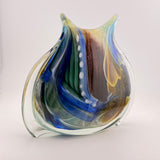 “The Manta Ray” Blue, Amber, Teal and White Oval "Journey"  Vase