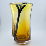 Amber and Black Heavy Triform Flower Vase