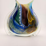 “The Manta Ray” Blue, Amber, Teal and White Oval "Journey"  Vase