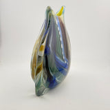 “The Manta Ray” Blue, Amber, Teal and White Oval "Journey"  Vase