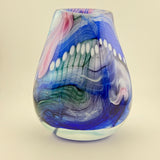 Blue, Pink, Teal and White Oval "Journey"  Vase