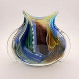“The Manta Ray” Blue, Amber, Teal and White Oval "Journey"  Vase