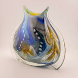 “The Manta Ray” Blue, Amber, Teal and White Oval "Journey"  Vase