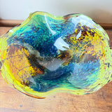 Rain Forest Large Freeform Oval Bowl with Clear Glass Additions