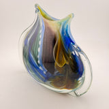“The Manta Ray” Blue, Amber, Teal and White Oval "Journey"  Vase