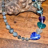 Glass Bead and Silver Necklace xx