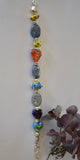 Glass Bead, Stone and Silver Bracelet