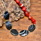 Glass Bead and Silver Necklace ix