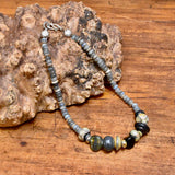 Glass Bead, Labradorite and Silver Necklace x