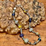 Glass Bead, Labradorite and Silver Necklace iv