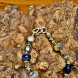 Glass Bead, Labradorite and Silver Necklace iv