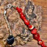 Glass Bead and Silver Necklace ix