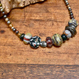 Glass Bead and Silver Necklace xi