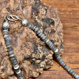 Glass Bead, Labradorite and Silver Necklace x