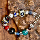 Glass Bead and Silver Bracelet