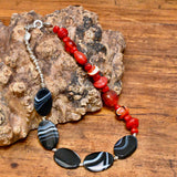 Glass Bead and Silver Necklace ix