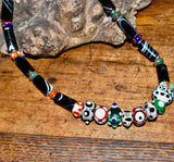 Glass Bead and Silver Necklace ixx