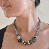 Glass Bead, Labradorite and Silver Necklace x