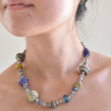 Glass Bead, Labradorite and Silver Necklace iv