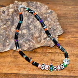 Glass Bead and Silver Necklace ixx