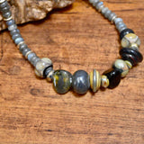 Glass Bead, Labradorite and Silver Necklace x