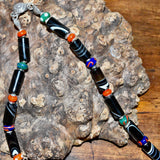 Glass Bead and Silver Necklace ixx