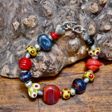 Glass Bead and Silver Bracelet