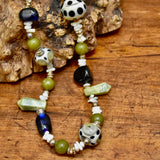 Glass Bead and Silver Necklace v