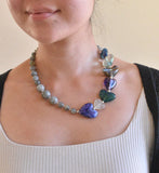 Glass Bead and Silver Necklace xx