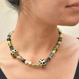 Glass Bead and Silver Necklace