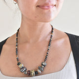 Glass Bead and Silver Necklace xi