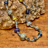 Glass Bead, Labradorite and Silver Necklace iv