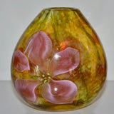 Amber and Pink Clematis Oval Vase