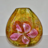Amber and Pink Clematis Oval Vase