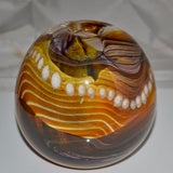 Amber Brown and White "Journey"  Round Vase