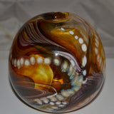 Amber Brown and White "Journey"  Round Vase