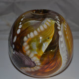 Amber Brown and White "Journey"  Round Vase