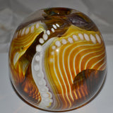Amber Brown and White "Journey"  Round Vase