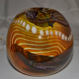 Amber Brown and White "Journey"  Round Vase